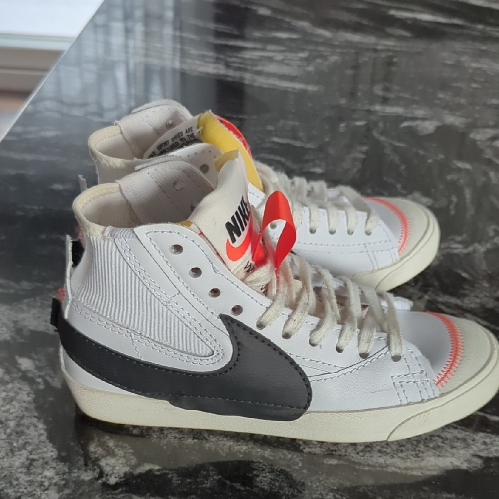 Nike High-Top Sneakers - White and Black with Red Accents